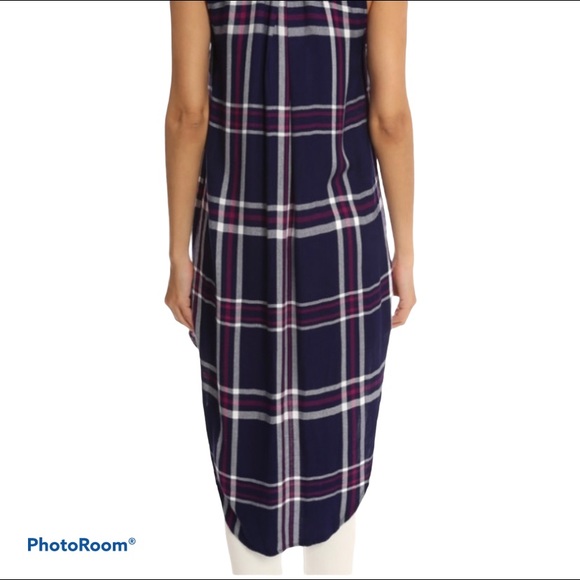 Rails Jordyn Plaid Button down Sleeveless Maxi Top Flannel XS NEW Blue Red - Picture 11 of 13